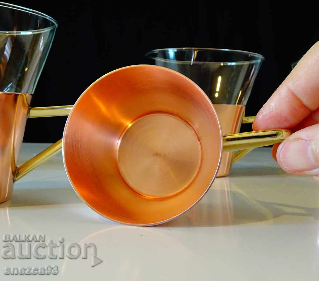 Copper rakia cup plus glass coffee cup with price 19.00 BGN | € 9.71 Copper rakia cup plus glass coffee cup with price 19.00 BGN | € 9.71