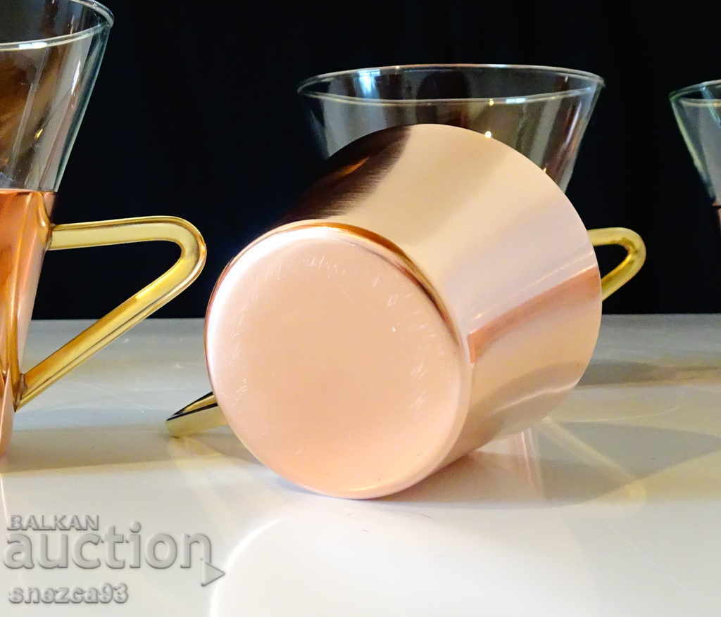 Auction Copper rakia cup plus glass coffee cup Auction Copper rakia cup plus glass coffee cup
