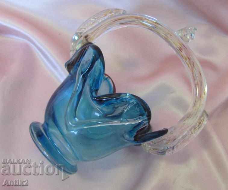 Old Morano Crystal Glass Basket, Bonbonniere with price 108.00 BGN | € 55.22 Old Morano Crystal Glass Basket, Bonbonniere with price 108.00 BGN | € 55.22