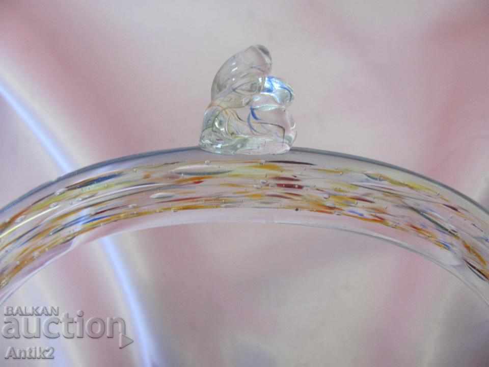 Delivery of Old Morano Crystal Glass Basket, Bonbonniere Delivery of Old Morano Crystal Glass Basket, Bonbonniere