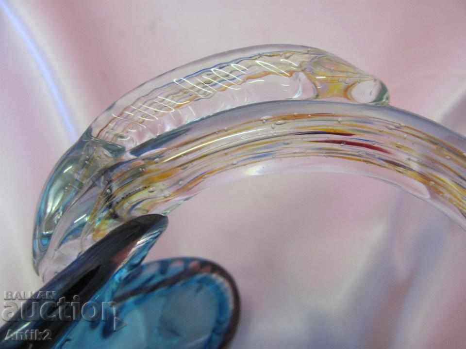 Old Morano Crystal Glass Basket, Bonbonniere - 5 Old Morano Crystal Glass Basket, Bonbonniere - 5