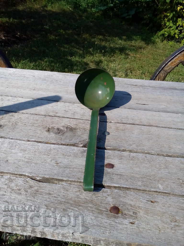 Old enameled ladle with price 5.00 BGN | € 2.56 Old enameled ladle with price 5.00 BGN | € 2.56