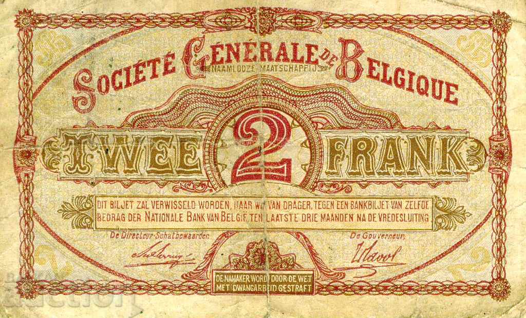2 Francs Belgium 1916 P-87 with price 38.00 BGN | € 19.43 2 Francs Belgium 1916 P-87 with price 38.00 BGN | € 19.43