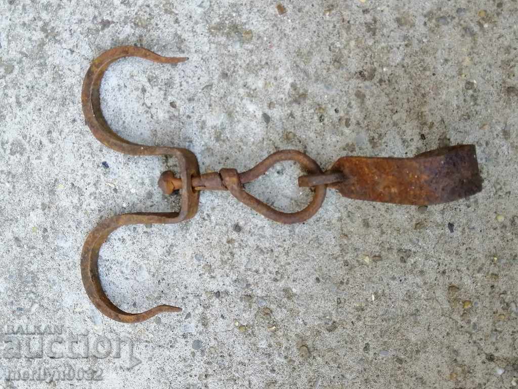 An old forged scraping hook, double twin - 6 An old forged scraping hook, double twin - 6