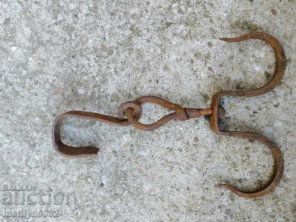 An old forged scraping hook, double twin - 7 An old forged scraping hook, double twin - 7