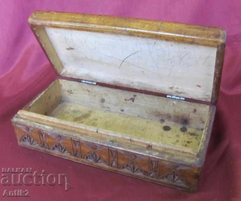 19th century Wooden Box hand-painted carving - 6 19th century Wooden Box hand-painted carving - 6