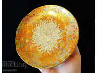 Farfurie din porțelan japonez, Satsuma autentic, aur, crizanteme