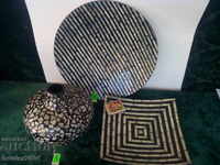 Set - bamboo with mother-of-pearl 3 vessels. Magnificent. Japan?