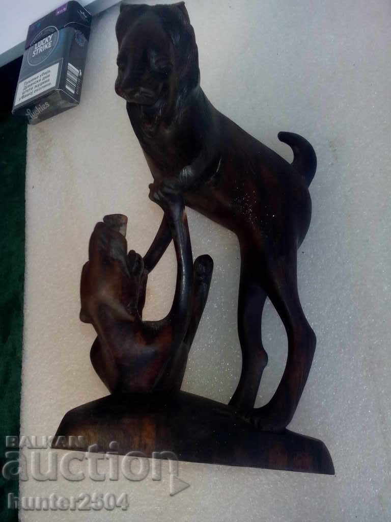 Cougar and hyena ebony, rosewood? wood, Japan, height 20 cm. with price 49.95 BGN | € 25.54 Cougar and hyena ebony, rosewood? wood, Japan, height 20 cm. with price 49.95 BGN | € 25.54