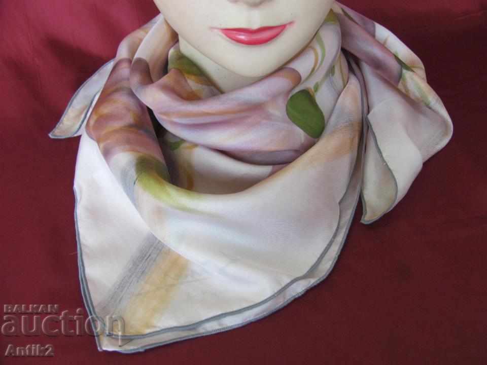 Auction  70's Hand-painted Ladies Handmade Scarf ROBERT BONNET