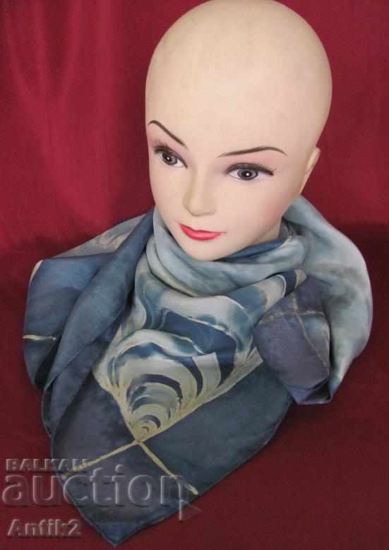 70s Hand Drawn Author's Silk Ladies Scarf - 5 70s Hand Drawn Author's Silk Ladies Scarf - 5