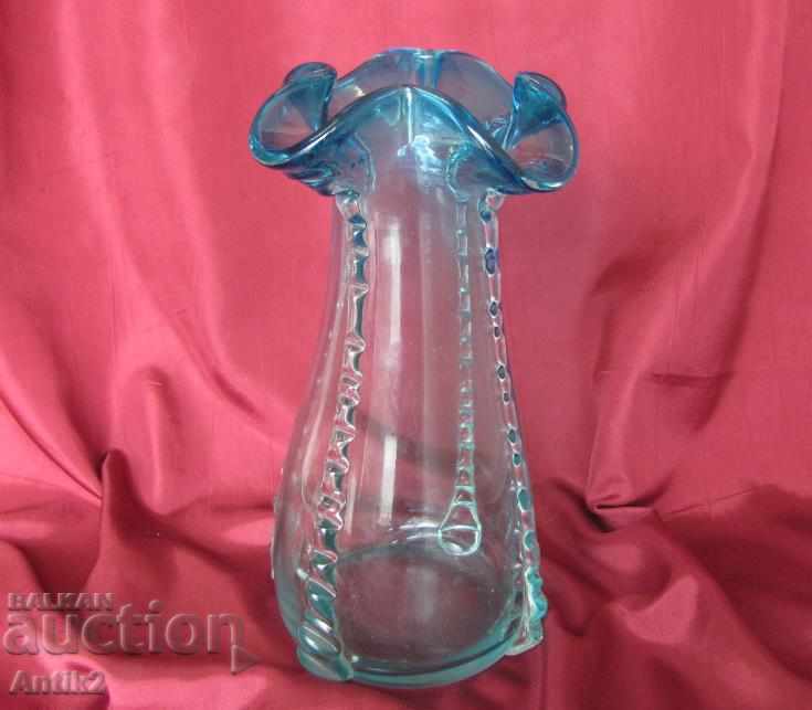 Old Morano Crystal Glass Large Solid Vase
