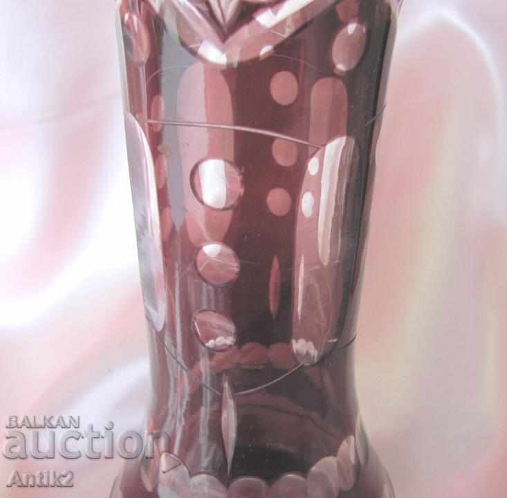 Auction  Old Crystal Colored Glass Vase