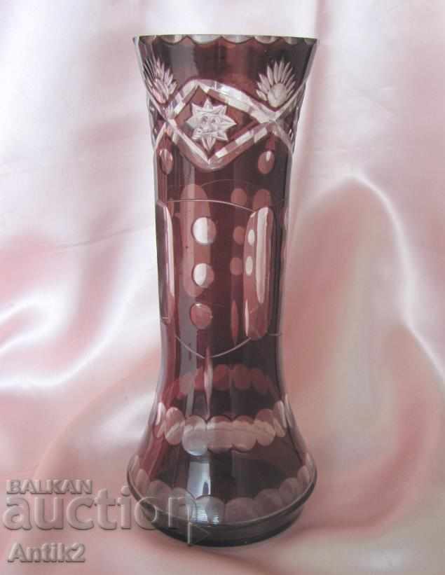 Old Crystal Colored Glass Vase