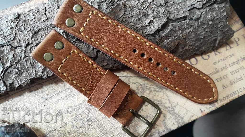 Leather watch strap 24mm Genuine leather manual 415