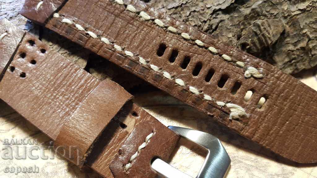 Leather watch strap 24mm Genuine leather handmade 468 with price 40.00 BGN | € 20.45