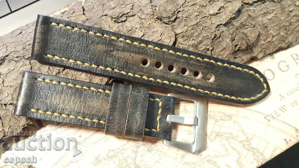 Leather watch strap 24mm Genuine leather handmade 445 with price 40.00 BGN | € 20.45