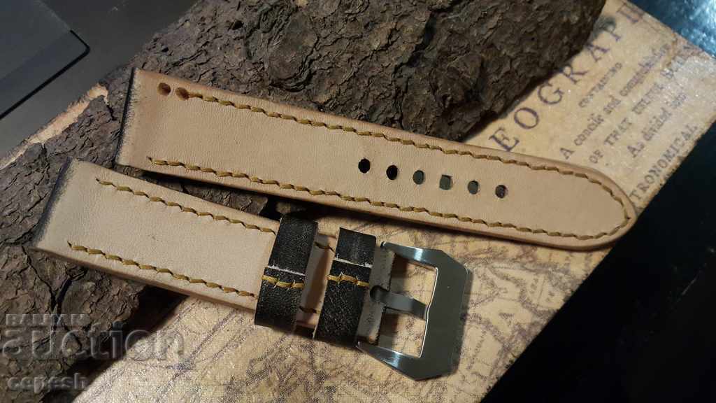 Leather watch strap 24mm Genuine leather handmade 445 - 5