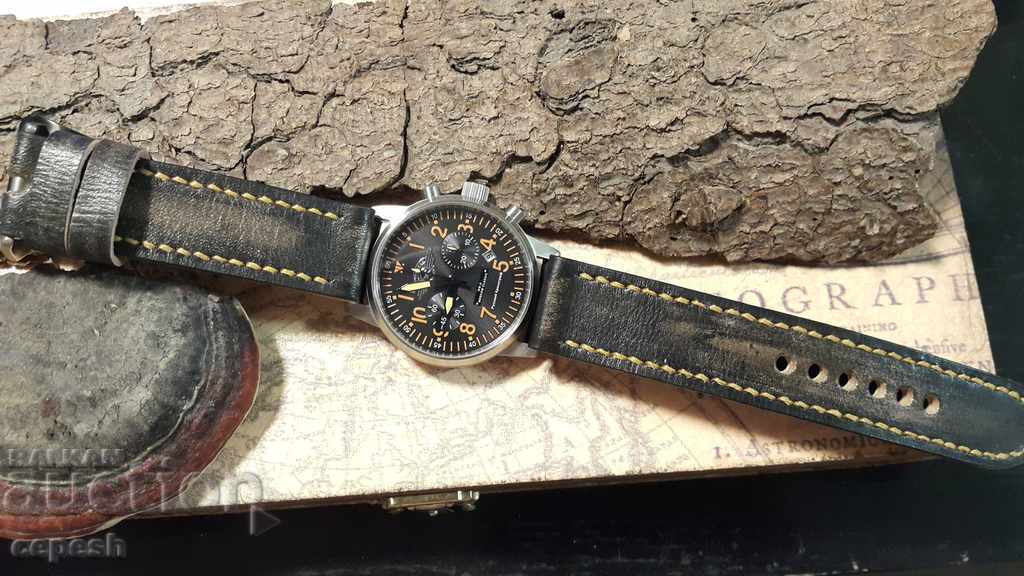 Leather watch strap 24mm Genuine leather handmade 445 - 6