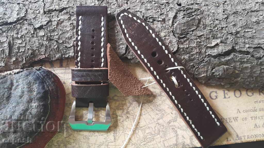 Leather watch strap 24mm 244 genuine leather - 6