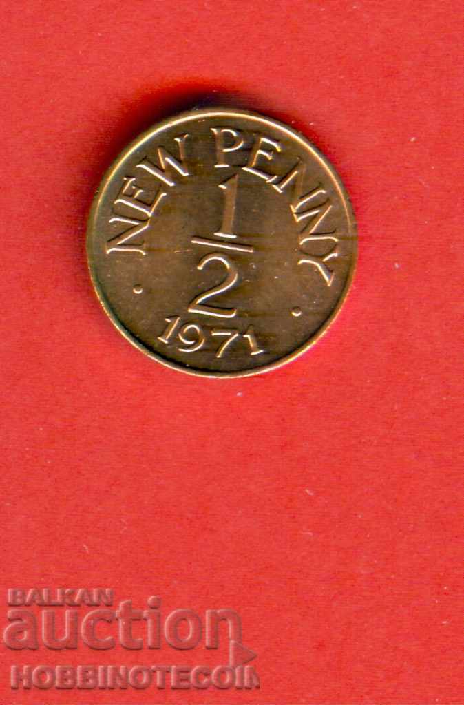 O - in GUERNSEY 1/2 - 0.5 penny issue issue 1971 UNC