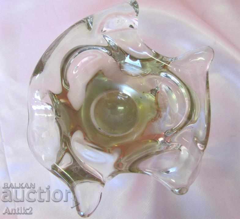 Star Morano Crystal Glass Solid Ashtray - 5 Star Morano Crystal Glass Solid Ashtray - 5