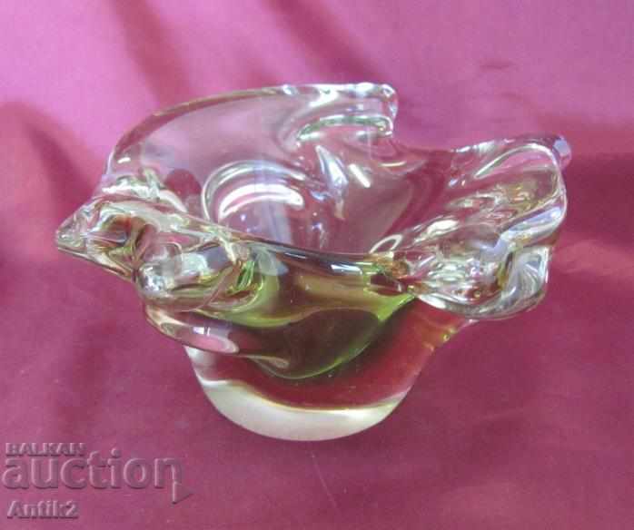 Star Morano Crystal Glass Solid Ashtray - 6 Star Morano Crystal Glass Solid Ashtray - 6