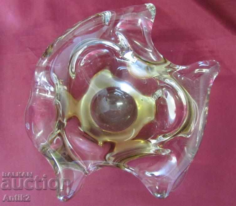 Star Morano Crystal Glass Solid Ashtray - 7 Star Morano Crystal Glass Solid Ashtray - 7