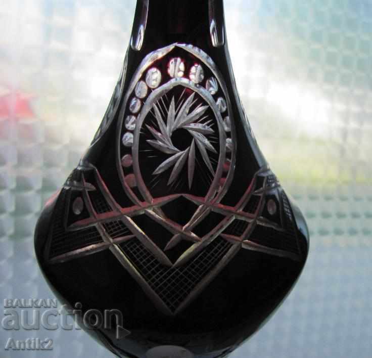 Delivery of Old Crystal Colored Glass Vase, Garaf