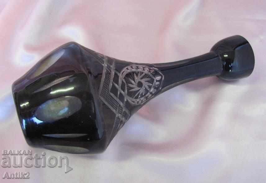 Old Crystal Colored Glass Vase, Garaf - 5