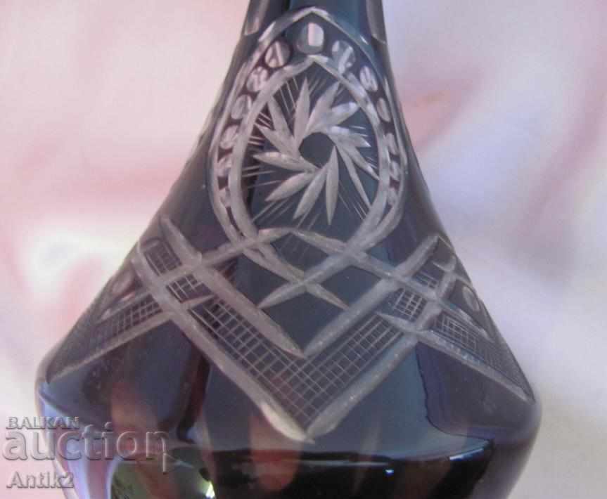 Old Crystal Colored Glass Vase, Garaf - 6