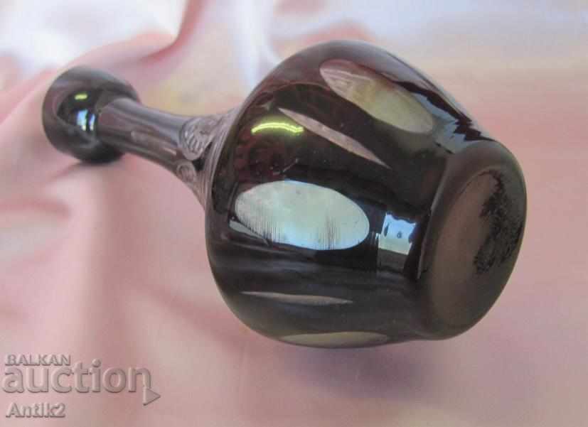 Old Crystal Colored Glass Vase, Garaf - 7