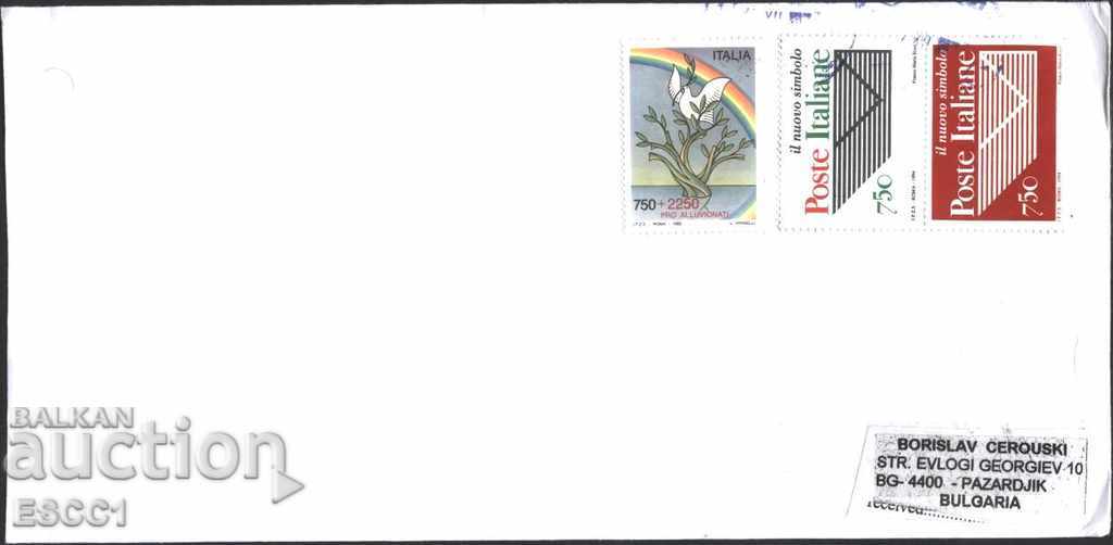 Traveled envelope with postage stamp 1994 Floods 1995 Italy