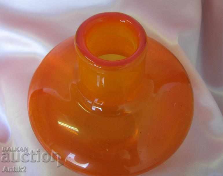 Auction  Old Crystal Colored Glass Vase