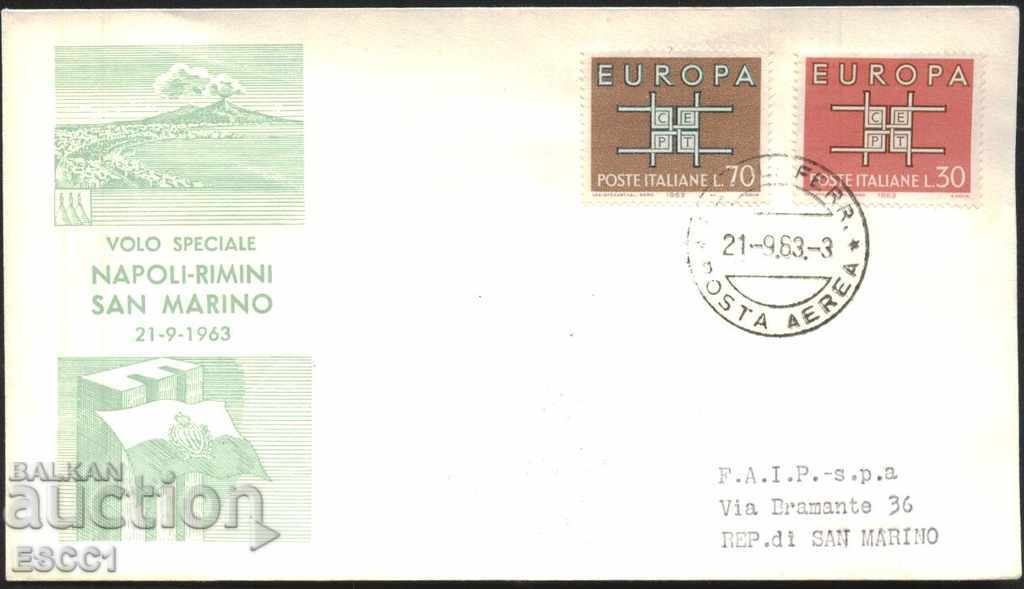 Un plic Europa SEPT 1963 călătorea din Italia