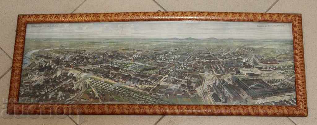 . PRE-WAR CZECH INDUSTRIAL ZONE CITY PHOTO FRAME GLASS . PRE-WAR CZECH INDUSTRIAL ZONE CITY PHOTO FRAME GLASS