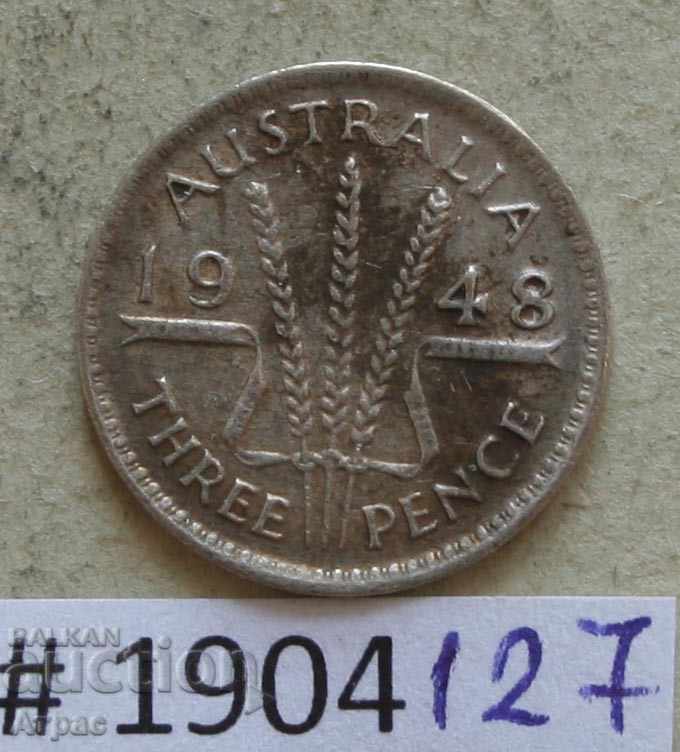 3 πένες 1948 Αυστραλία ασήμι