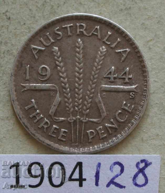 3 πένες 1944 Αυστραλία ασήμι