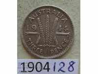 3 пенса  1944  Австралия   -сребро