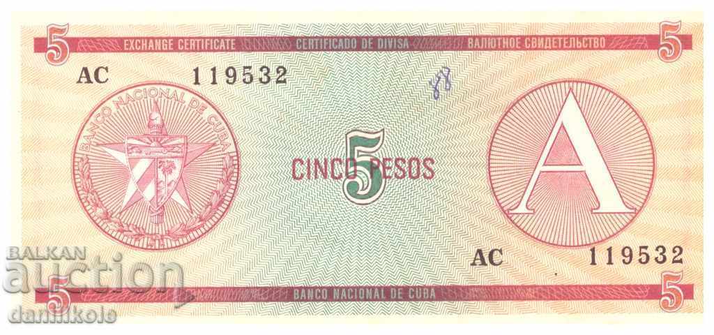 *$*Y*$* CUBA 5 PESOS VALUTĂ 1970-1980 - RARE *$*Y*$* *$*Y*$* CUBA 5 PESOS VALUTĂ 1970-1980 - RARE *$*Y*$*