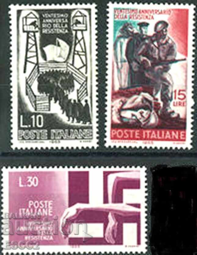 Чисти марки 20 години от Съпротивата 1965 от Италия