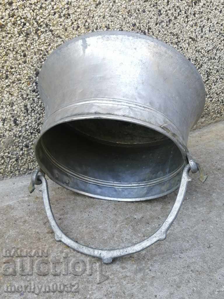 Old cauldron copper pot copper tinned coin - 5 Old cauldron copper pot copper tinned coin - 5