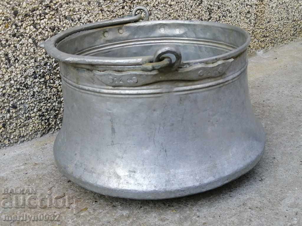 Old cauldron copper pot copper tinned coin - 7 Old cauldron copper pot copper tinned coin - 7