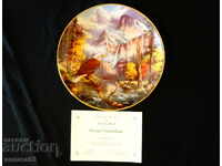 Painted Canadian plate Winston Roland porcelain, certificate.