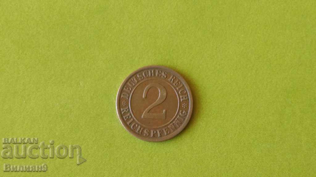 2 pfennigs 1924 "A" Γερμανία