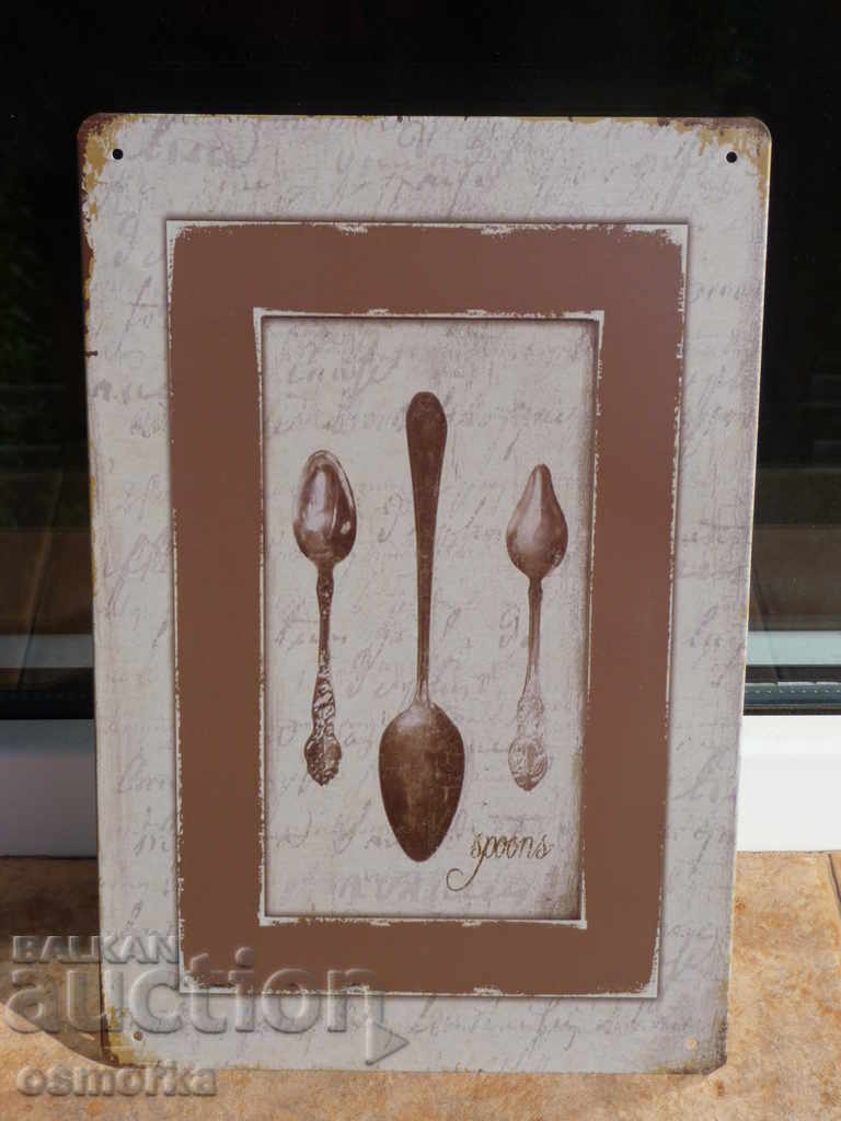Metal plate various spoons collector's collection small