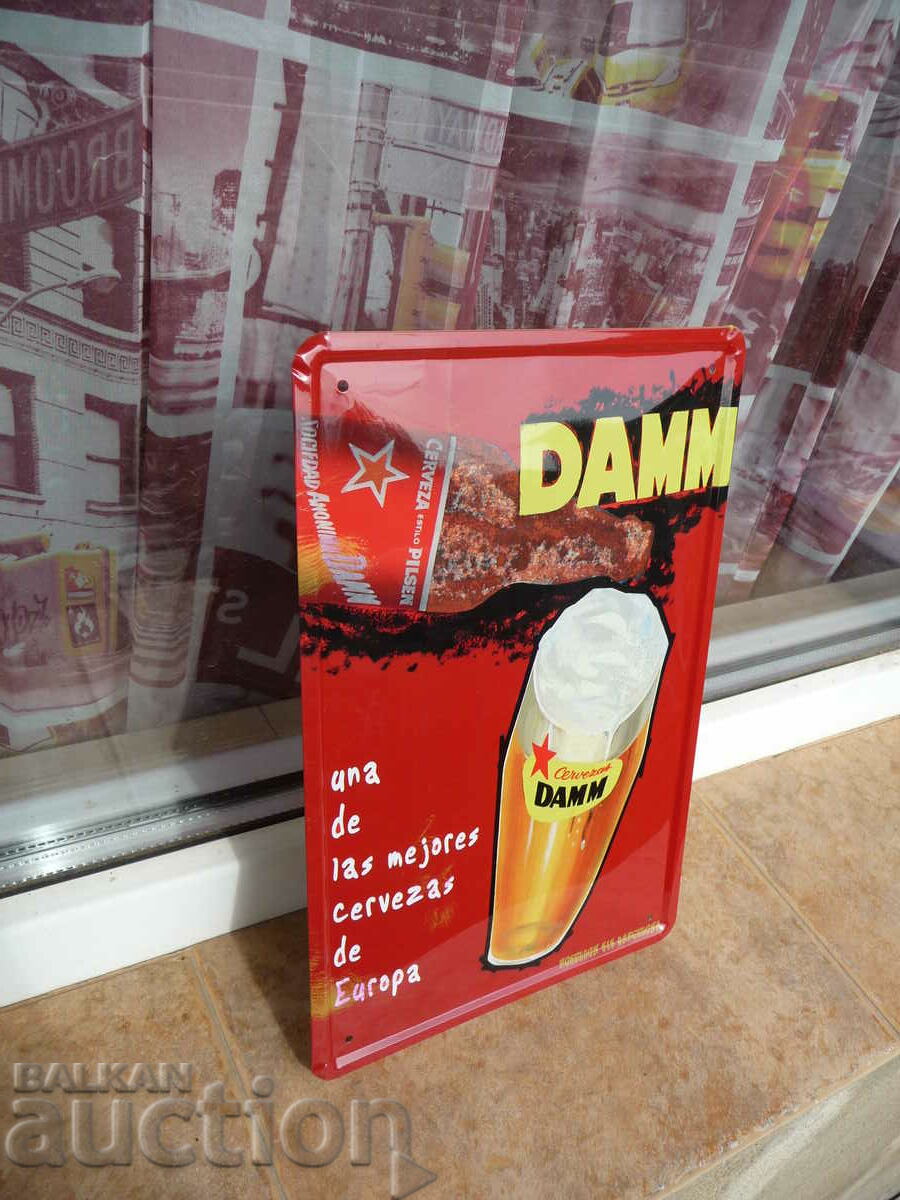 Metal sign beer Damm spanish beer red europe cold with price 16.00 BGN | € 8.18