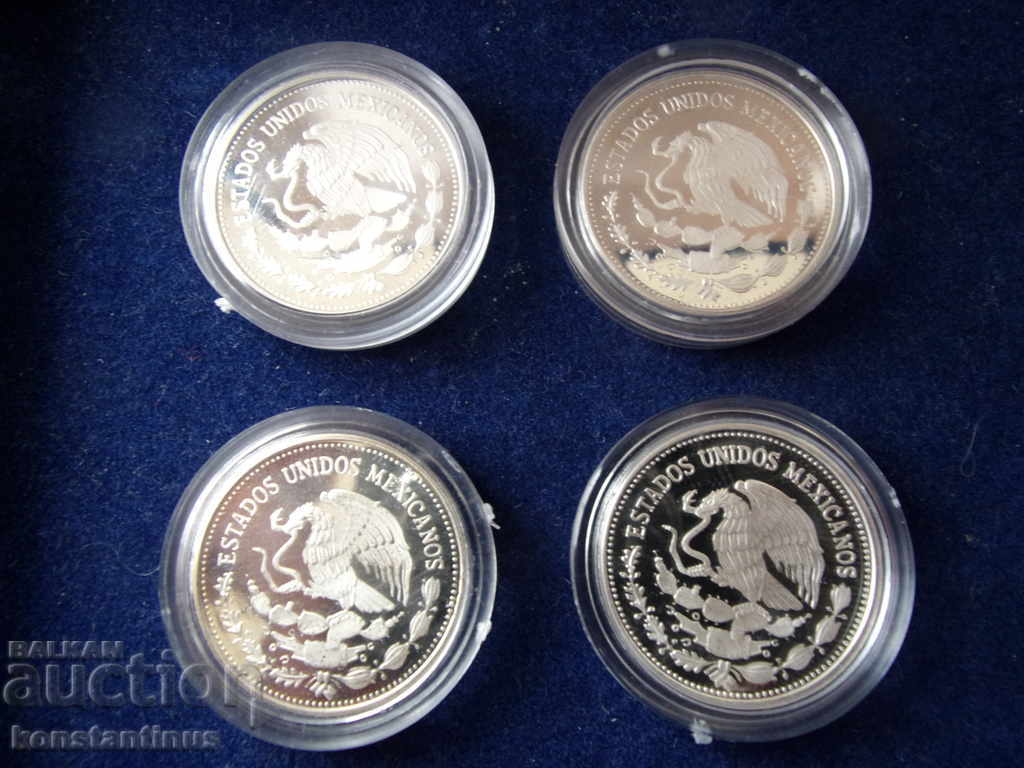 Licitație Colector Lot Mexic 4 x 25 Peso 1985/86 UNC PROOF