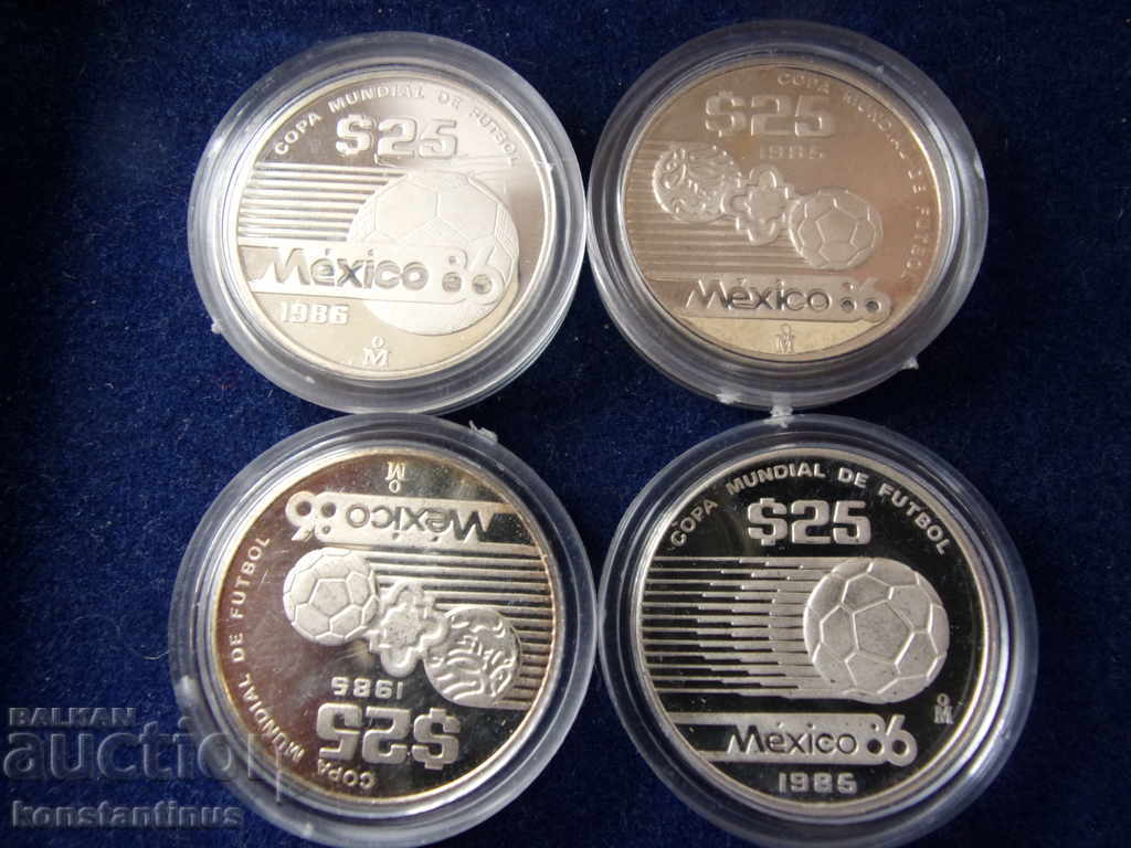 Livrarea Colector Lot Mexic 4 x 25 Peso 1985/86 UNC PROOF