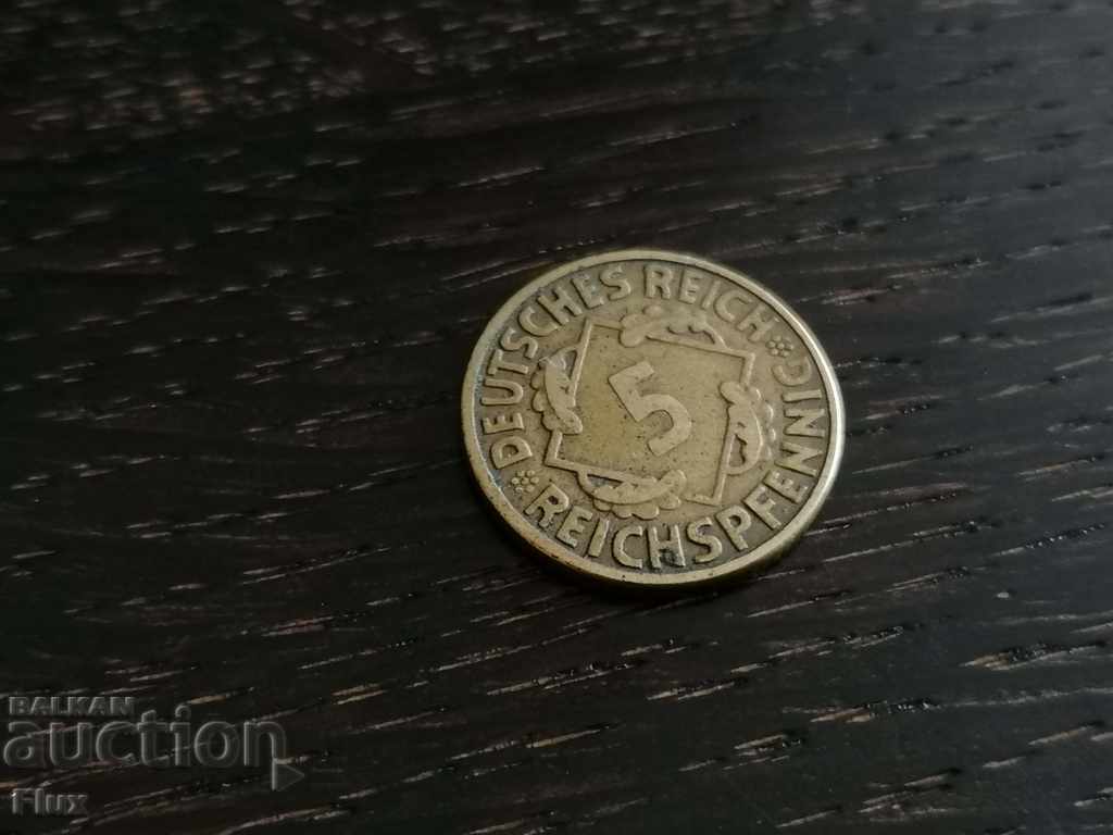 Reich Coin - Germany - 5 pfeniga | 1925; E Series